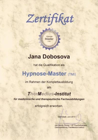 Certifikát: Hypnose-Master (TMI) — Komplettausbildung