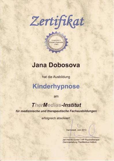 Certifikát: Kinderhypnose