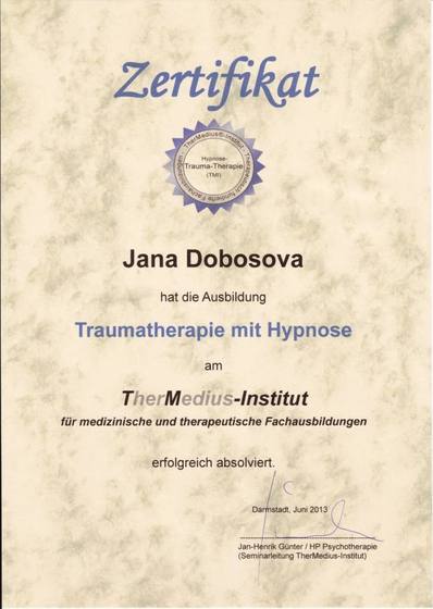 Certifikát: Traumatherapie mit Hypnose